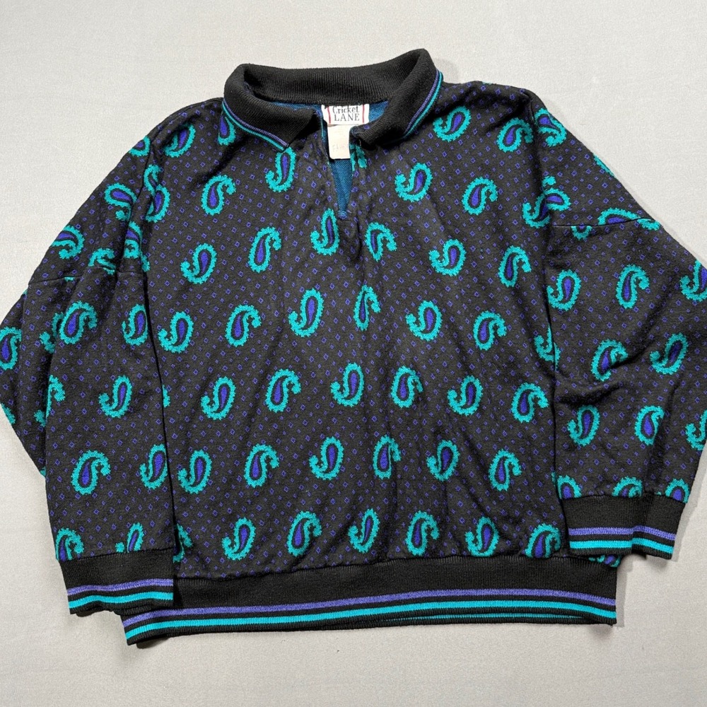 Cricket Lane Medium Paisley Print Pullover Sweater Long Sleeve Knit Top ‎ Womens